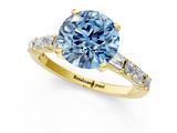 Yellow gold Fancy Blue Round  Solitaire with Side Baguettes and Channel Set Band_60