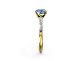 Yellow gold Fancy Blue Round  Solitaire with Side Baguettes and Channel Set Band_61