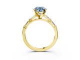 Yellow gold Fancy Blue Round  Solitaire with Side Baguettes and Channel Set Band_62