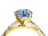 Yellow gold Fancy Blue Round  Solitaire with Side Baguettes and Channel Set Band_63