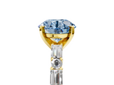 Yellow gold Fancy Blue Round  Solitaire with Side Baguettes and Channel Set Band_64