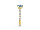 Yellow gold Fancy Blue Round  Solitaire with Side Stones on a Pavé Band and Four-Prong Setting_25