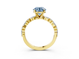 Yellow gold Fancy Blue Round  Solitaire with Side Stones on a Pavé Band and Four-Prong Setting_26