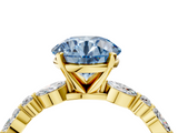 Yellow gold Fancy Blue Round  Solitaire with Side Stones on a Pavé Band and Four-Prong Setting_27