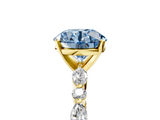Yellow gold Fancy Blue Round  Solitaire with Side Stones on a Pavé Band and Four-Prong Setting_28