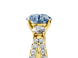 Yellow gold Fancy Blue Round  Three-Stone Diamond Ring with Pavé Split Shank and Four-Prong Setting_68