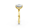 Yellow gold Fancy Blue Round  and Emerald Cut Toi Moi Ring with Prong Setting_81
