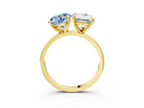 Yellow gold Fancy Blue Round  and Emerald Cut Toi Moi Ring with Prong Setting_82
