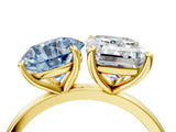 Yellow gold Fancy Blue Round  and Emerald Cut Toi Moi Ring with Prong Setting_83