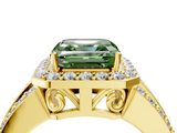 Yellow gold Fancy Green Asscher -Cut Halo Diamond Ring with Split Shank and Four-Prong Setting_21