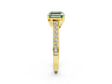 Yellow gold Fancy Green Asscher  Brilliant Cut Diamond Engagement Ring with Pavé Band and Four-Prong Setting_31