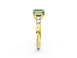Yellow gold Fancy Green Asscher  Brilliant Cut Diamond Five-Stone Prong Set Engagement Ring with Channel Band_20