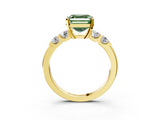 Yellow gold Fancy Green Asscher  Brilliant Cut Diamond Five-Stone Prong Set Engagement Ring with Channel Band_21