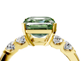 Yellow gold Fancy Green Asscher  Brilliant Cut Diamond Five-Stone Prong Set Engagement Ring with Channel Band_22
