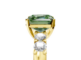 Yellow gold Fancy Green Asscher  Brilliant Cut Diamond Five-Stone Prong Set Engagement Ring with Channel Band_23