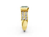 Yellow gold Fancy Green Asscher  Brilliant Diamond Channel Set Wide Band Ring with Bezel Setting_2