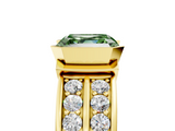 Yellow gold Fancy Green Asscher  Brilliant Diamond Channel Set Wide Band Ring with Bezel Setting_5
