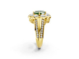 Yellow gold Fancy Green Asscher  Brilliant Flower Halo Diamond Split Shank Ring_41
