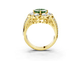 Yellow gold Fancy Green Asscher  Brilliant Flower Halo Diamond Split Shank Ring_42