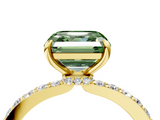 Yellow gold Fancy Green Asscher  Brilliant Pavé Band Solitaire with Four-Prong Setting_55