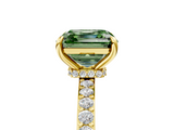 Yellow gold Fancy Green Asscher  Brilliant Pavé Band Solitaire with Four-Prong Setting_56