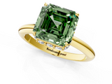 Yellow gold Fancy Green Asscher  Brilliant Solitaire Engagement Ring with Six-Prong Setting and Classic Band_18