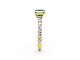 Yellow gold Fancy Green Asscher  Brilliant Solitaire with Pavé Band and Four-Prong Setting_2
