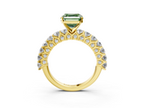 Yellow gold Fancy Green Asscher  Brilliant Solitaire with Pavé Band and Four-Prong Setting_3
