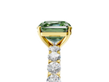 Yellow gold Fancy Green Asscher  Brilliant Solitaire with Pavé Band and Four-Prong Setting_5