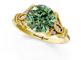 Yellow gold Fancy Green Asscher  Brilliant Solitaire with Pave Band and Four-Prong Setting_1