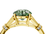 Yellow gold Fancy Green Asscher  Brilliant Solitaire with Pave Band and Four-Prong Setting_4