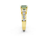Yellow gold Fancy Green Asscher  Brilliant Solitaire with Side Stones on a Pave Band and Four-Prong Setting_26