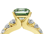 Yellow gold Fancy Green Asscher  Brilliant Solitaire with Side Stones on a Pave Band and Four-Prong Setting_28