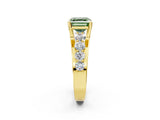 Yellow gold Fancy Green Asscher  Brilliant Solitaire with Side Stones on a Pave Band and Four-Prong Setting_31