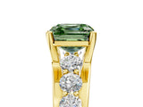 Yellow gold Fancy Green Asscher  Brilliant Solitaire with Side Stones on a Pave Band and Four-Prong Setting_34