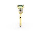 Yellow gold Fancy Green Asscher  Cluster Diamond Engagement Ring with Pavé Band and Four-Prong Setting_19