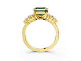 Yellow gold Fancy Green Asscher  Cluster Diamond Engagement Ring with Pavé Band and Four-Prong Setting_20