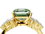 Yellow gold Fancy Green Asscher  Cluster Diamond Engagement Ring with Pavé Band and Four-Prong Setting_21