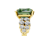 Yellow gold Fancy Green Asscher  Cluster Diamond Engagement Ring with Pavé Band and Four-Prong Setting_22