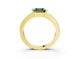 Yellow gold Fancy Green Asscher Cut Brilliant Channel-Set Diamond Ring with Bezel Prong Setting_3