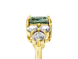 Yellow gold Fancy Green Asscher Cut Brilliant Diamond Cluster Accent Solitaire Ring with Prong Setting_5