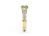 Yellow gold Fancy Green Asscher Cut Brilliant Diamond Pavé Band with Six-Prong Setting_2