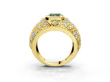 Yellow gold Fancy Green Asscher Cut Brilliant Halo Pave Diamond Milgrain Ring_3