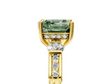 Yellow gold Fancy Green Asscher Cut Brilliant Three-Stone Pave Band with Four-Prong Setting_5