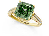 Yellow gold Fancy Green Asscher  Cut Cathedral Pave Diamond Engagement Ring with Six-Prong Setting_38