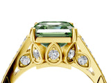 Yellow gold Fancy Green Asscher  Cut Cathedral Pave Diamond Engagement Ring with Six-Prong Setting_41