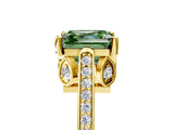 Yellow gold Fancy Green Asscher  Cut Cathedral Pave Diamond Engagement Ring with Six-Prong Setting_42