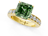 Yellow gold Fancy Green Asscher  Cut Channel Set Diamond Engagement Ring with Four-Prong Setting_1