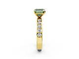 Yellow gold Fancy Green Asscher  Cut Channel Set Diamond Engagement Ring with Four-Prong Setting_2