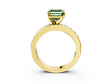 Yellow gold Fancy Green Asscher  Cut Channel Set Diamond Engagement Ring with Four-Prong Setting_3